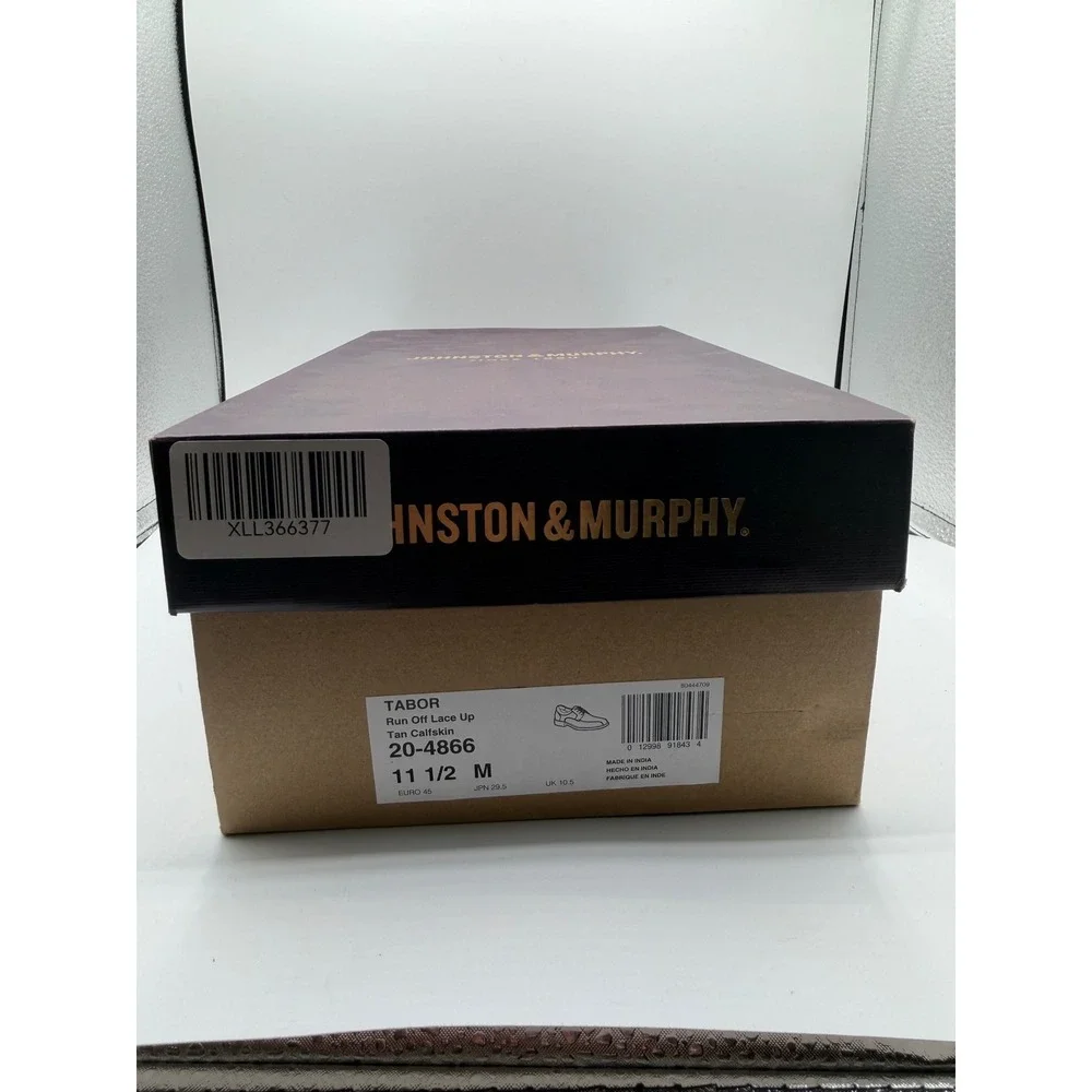 Johnston &‎ Murphy Mens Tan Leather Bicycle Toe Oxford Dress Shoes Brown Lace Up